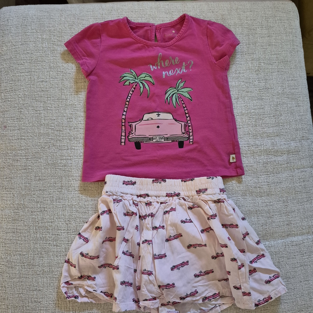 Kate Spade Pink Graphic Tee and Skirt Set